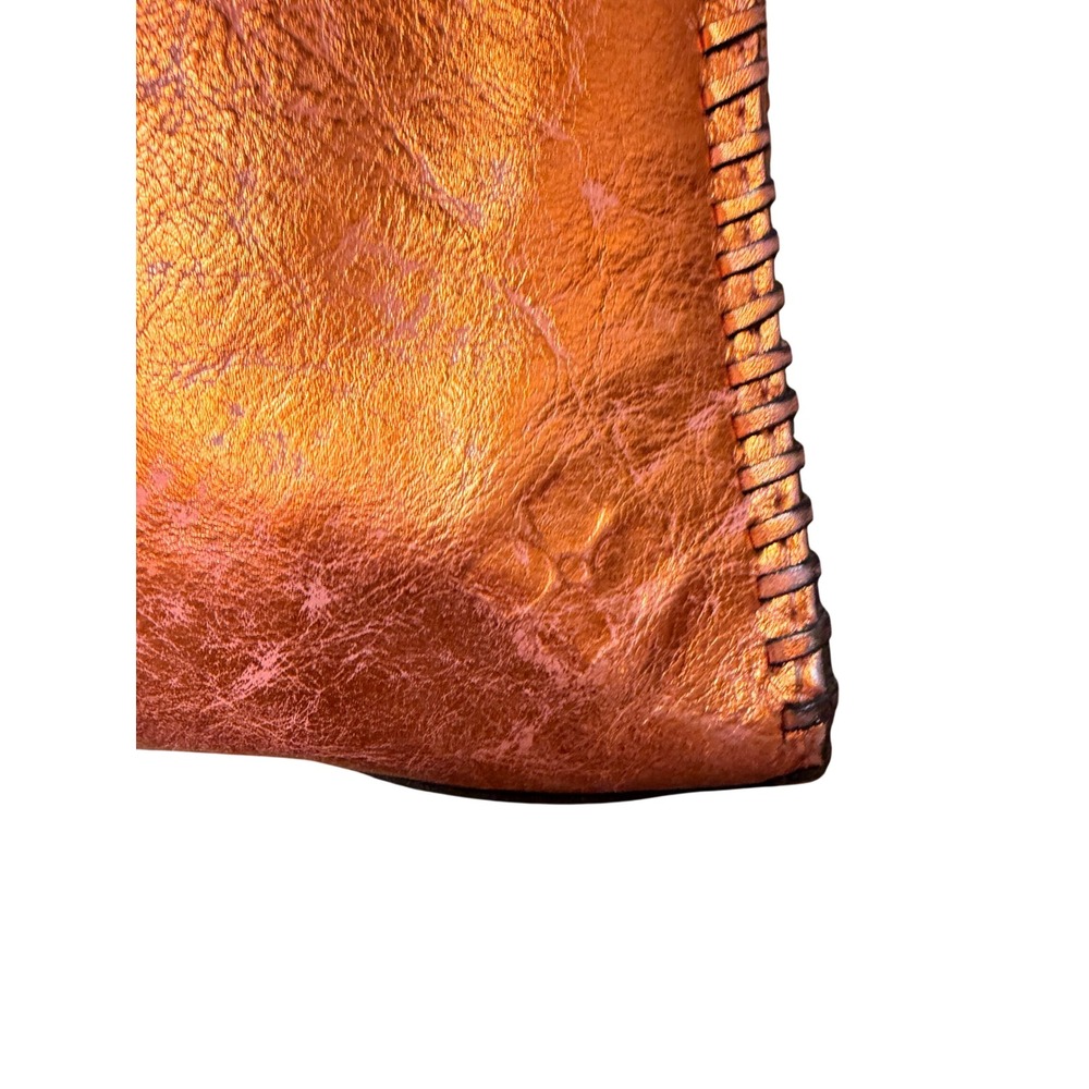 Patricia Nash Metallic Copper Pink Embossed Leather Crossbody Bag Whipstitch - Picture 10 of 10